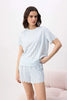 Blue Striped Embroidered Soft-Touch Knit Pajama Set