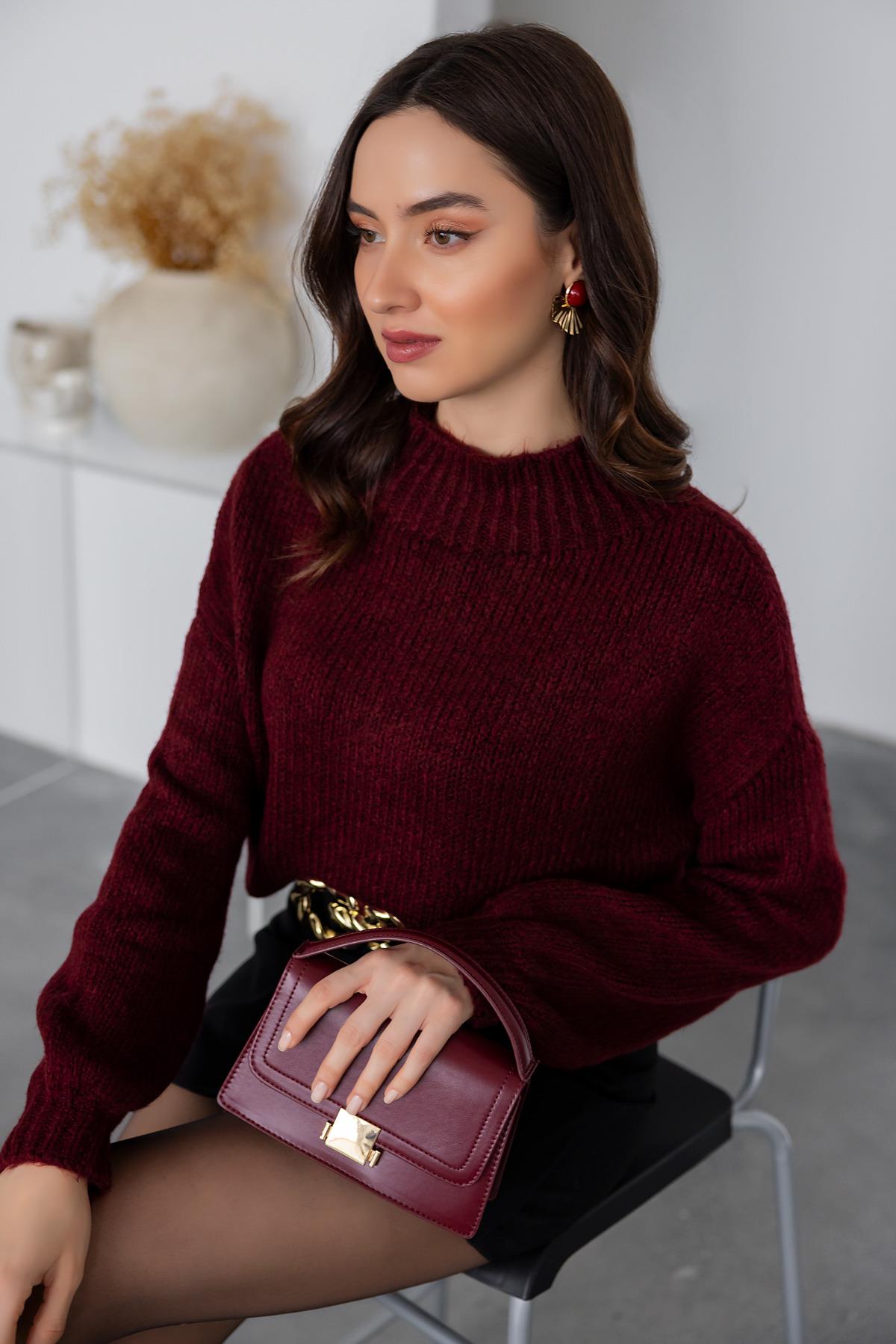 Half Turtleneck Sweater - CLARET