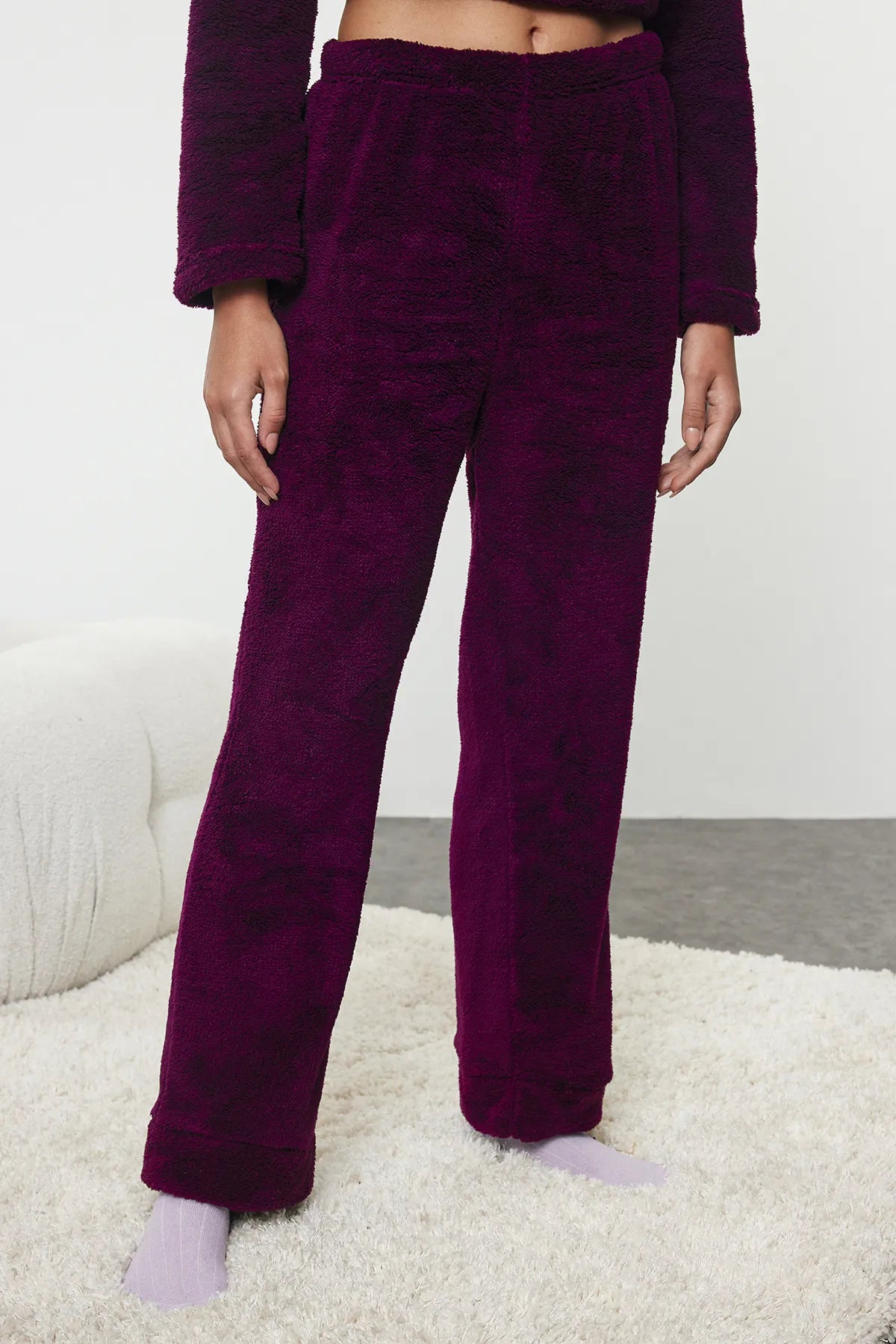 Wellsoft Winter Knitted Pajama Set with Plum Slogan and Heart