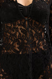 Black Mini Knitted Lace Beach Dress
