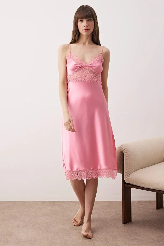 Pink Satin Weave Nightgown