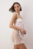 White and Pink Tulle Uncovered Babydoll/Fantasy Nightgown