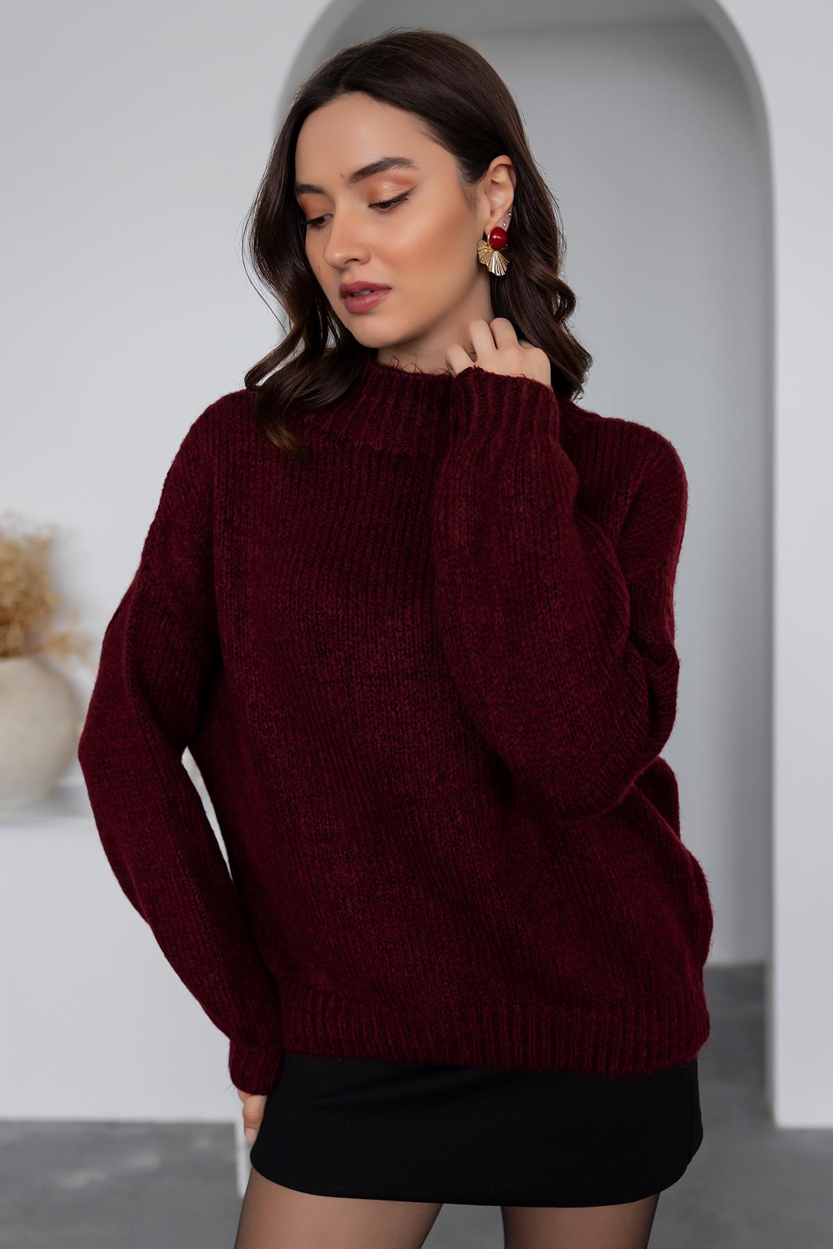 Half Turtleneck Sweater - CLARET