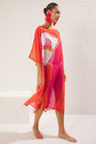 Abstract Patterned Maxi Woven Chiffon Beach Dress