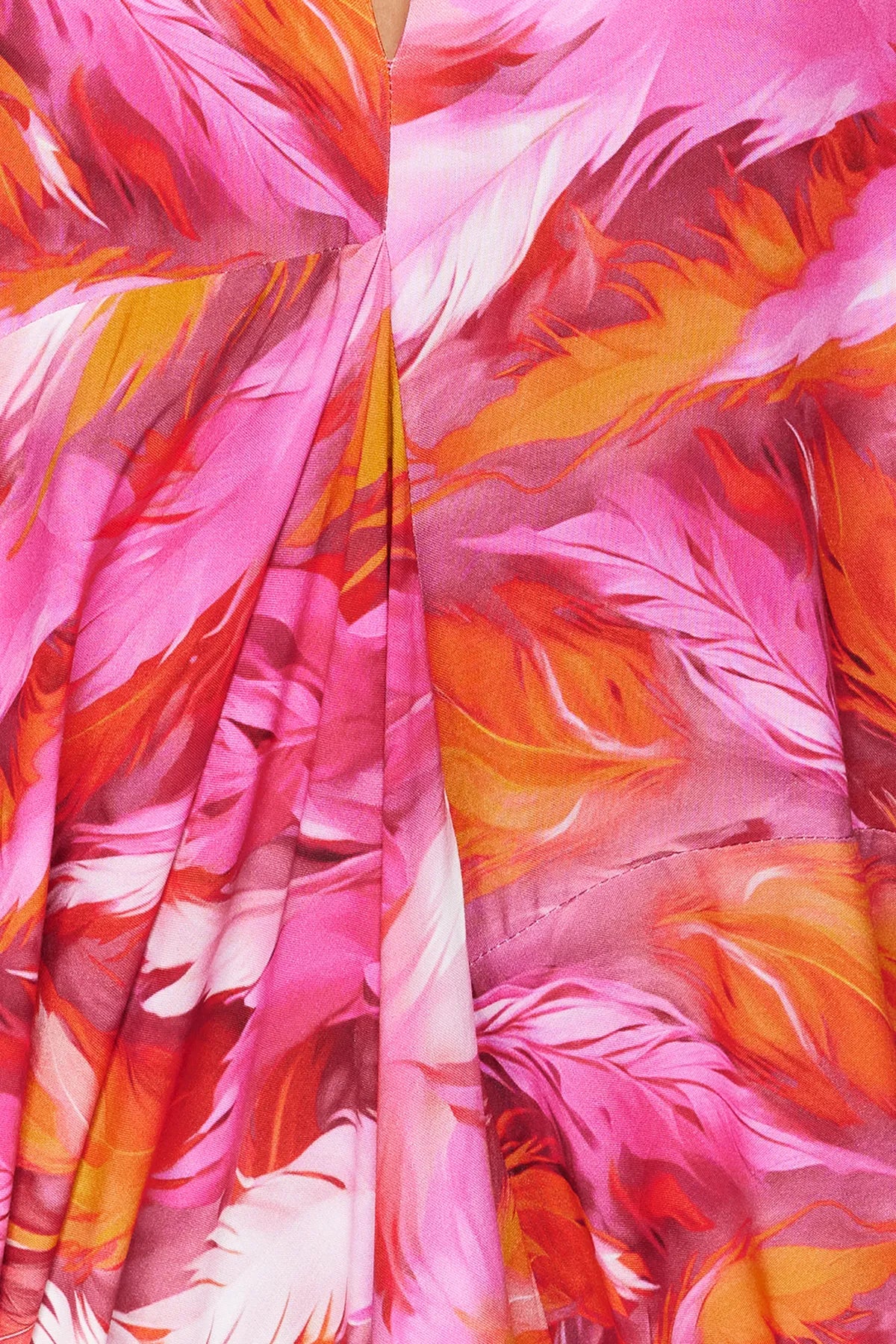 Abstract Patterned Wide Pattern Maxi Woven Gathered Beach Dress