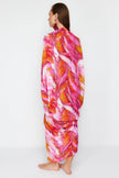 Abstract Patterned Wide Pattern Maxi Woven Gathered Beach Dress