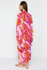 Abstract Patterned Wide Pattern Maxi Woven Gathered Beach Dress
