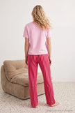 Pink Cotton Soft-Touch Stretch Striped Dog Print Knit Pajama Set