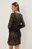 Black Mini Knitted Lace Beach Dress