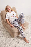 White Cotton Soft-Touch Stretch Dog Print Knit Pajama Set