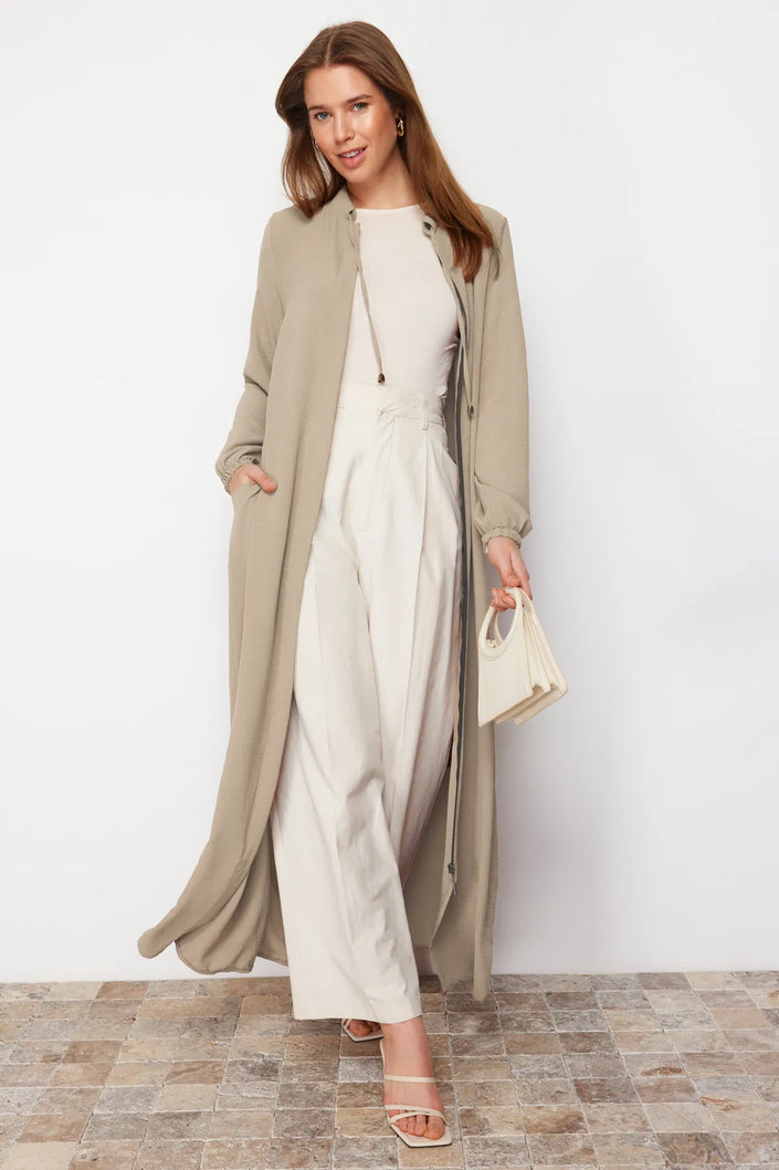 Beige Woven Cape & Abaya & Abaya