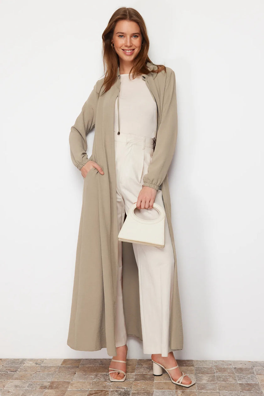 Beige Woven Cape & Abaya & Abaya