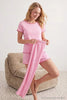 Pink 3-Piece Cotton Soft-Touch Stretch Polka Dot Knit Pajama Set