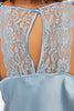 Blue Lace Rope Strap Satin Shorts Woven Pajama Set