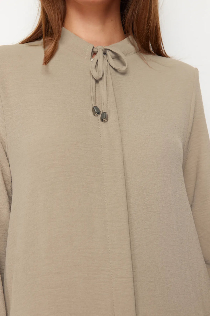 Beige Woven Cape & Abaya & Abaya