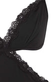 Black Window/Cut Out and Lace Detailed Uncovered Babydoll/Fantasy Nightgown