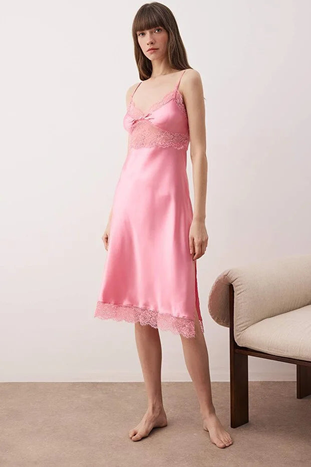 Pink Satin Weave Nightgown