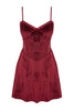 Burgundy Soft-Feel Laced Velvet Knit Nightgown with Rope Straps