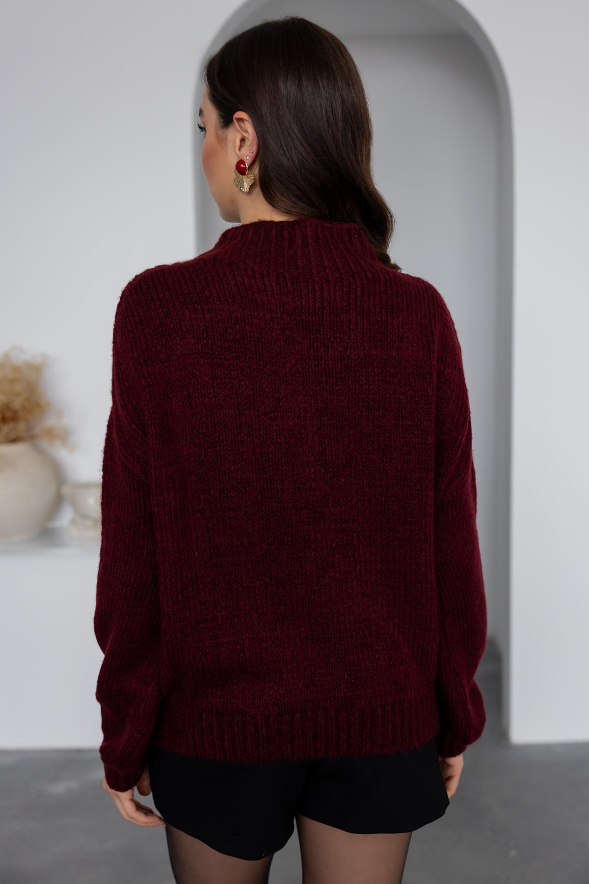 Half Turtleneck Sweater - CLARET