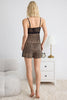 Leopard Lace and Slit Detailed Rope Strap Knitted Pajama Set