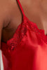 Red Lace Rope Strap Satin Shorts Woven Pajama Set