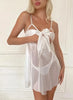 White Ribbon Detailed Babydoll Nightgown