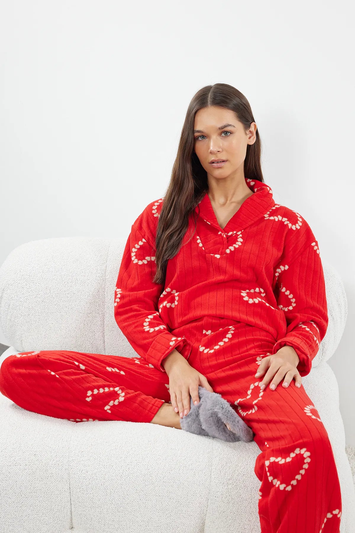 Red Heart Polar Winter Knitted Pajama Set