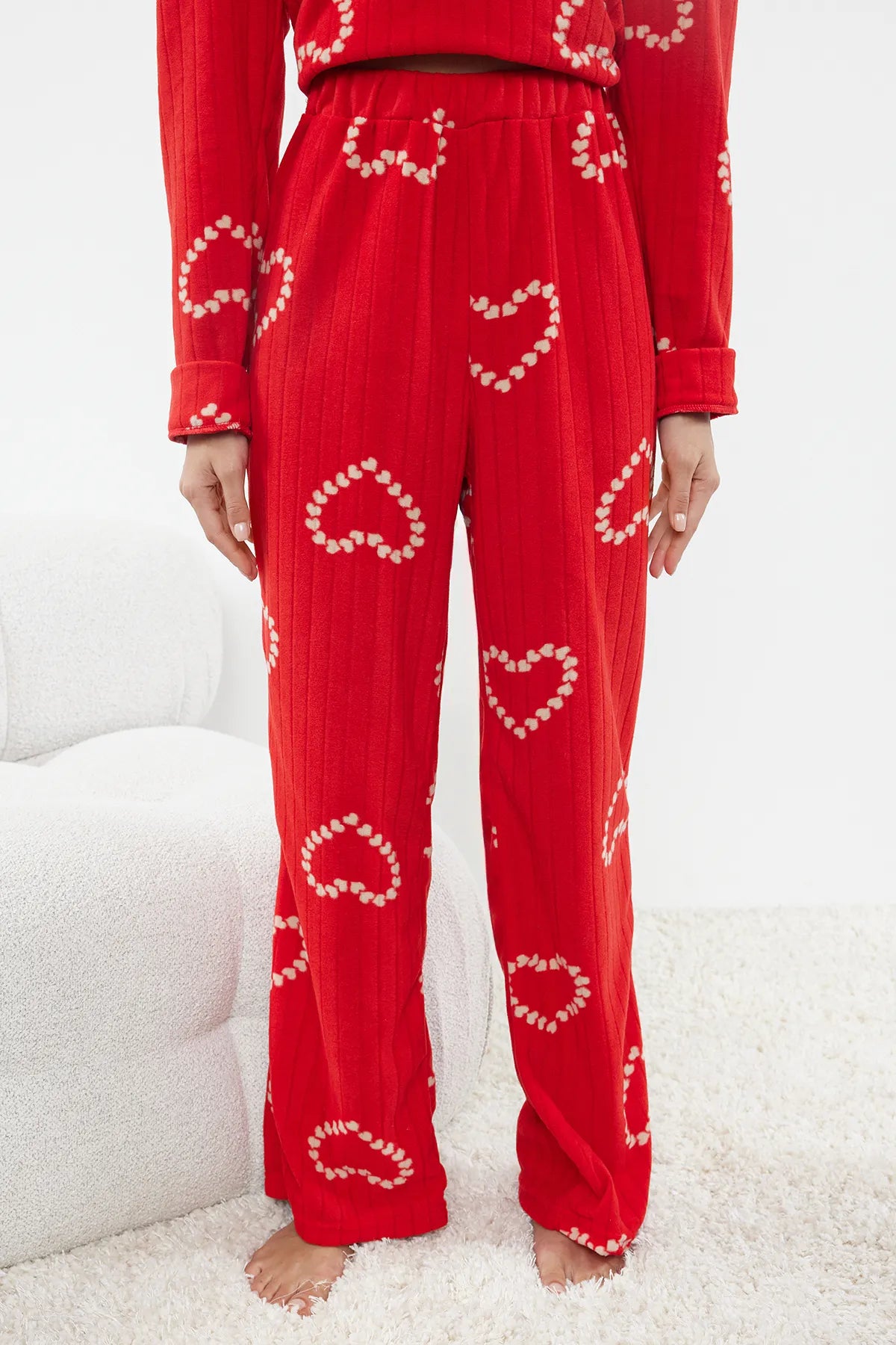 Red Heart Polar Winter Knitted Pajama Set