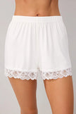 White Lace Detail Ribbed Viscose Knit Pajama Set
