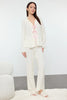 Ribbon/Bow and Piping Detailed Viscose Woven Pajama Set