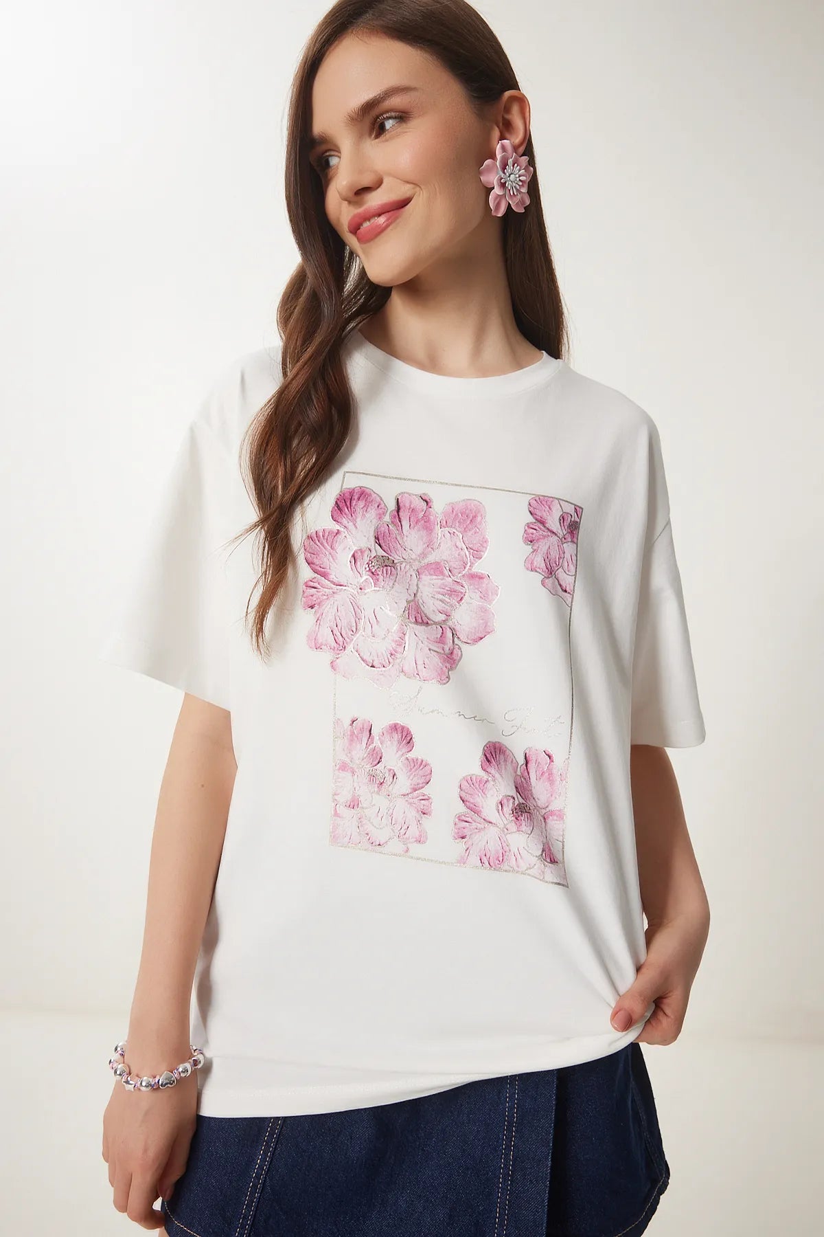 Printed Cotton Oversize Knitted T-shirt