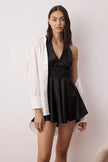 Satin-Woven Nightgown with Black Lace Detail