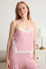 Pink Lace and Ribbon/Bow Detailed Rope Suspender Knitted Pajama Set