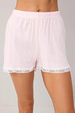 Pink 100% Cotton Lace Detail Ribbed/Pointelle Knit Pajama Set