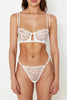 White Lace Piping Detailed Rope Strapless Knitted Underwear Set