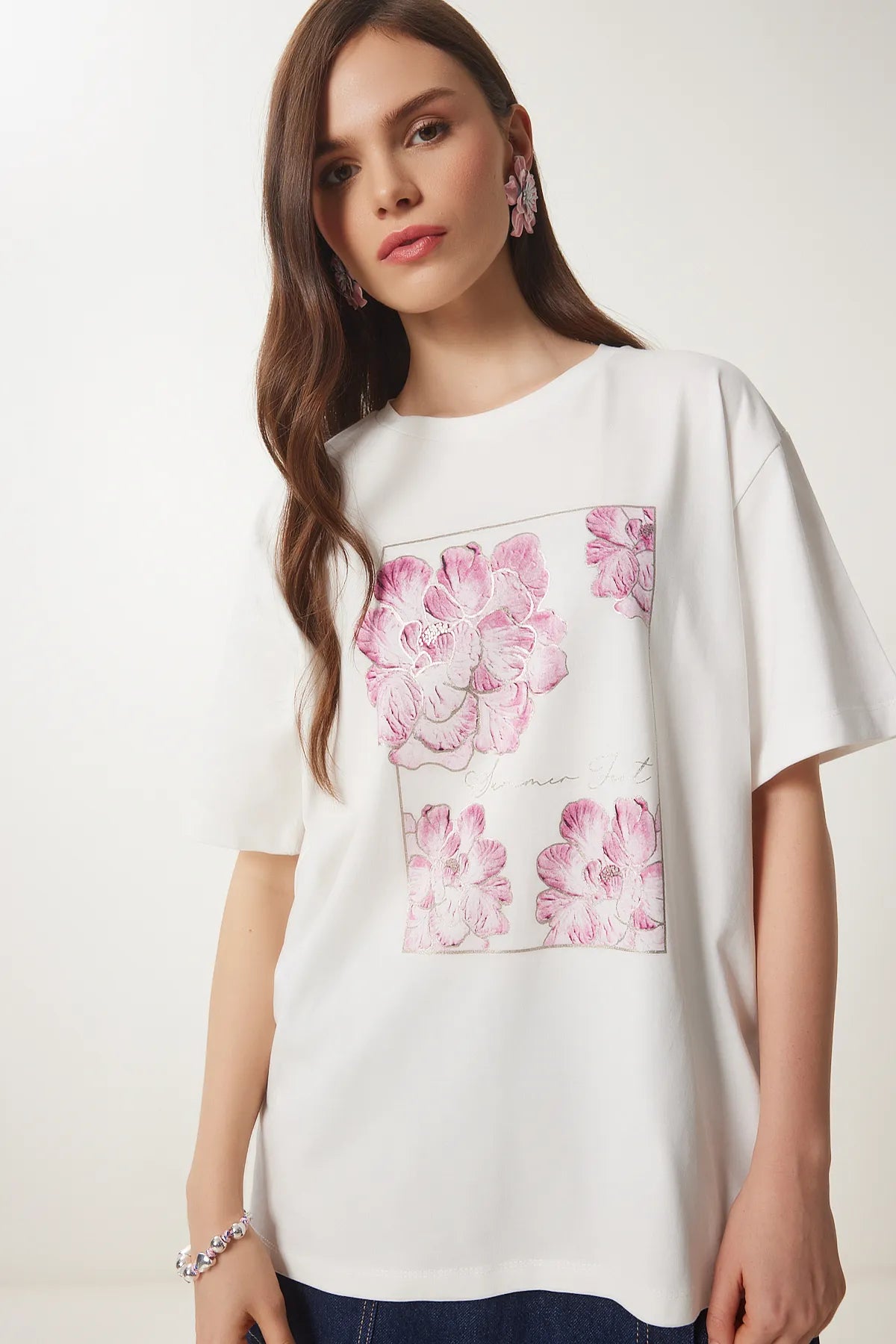 Printed Cotton Oversize Knitted T-shirt