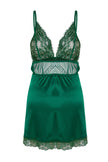 Green Satin Lace Rope Strap Knitted Babydoll
