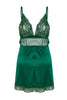Green Satin Lace Rope Strap Knitted Babydoll