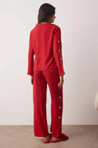 Burgundy Plain Shally Woven Pajama Set