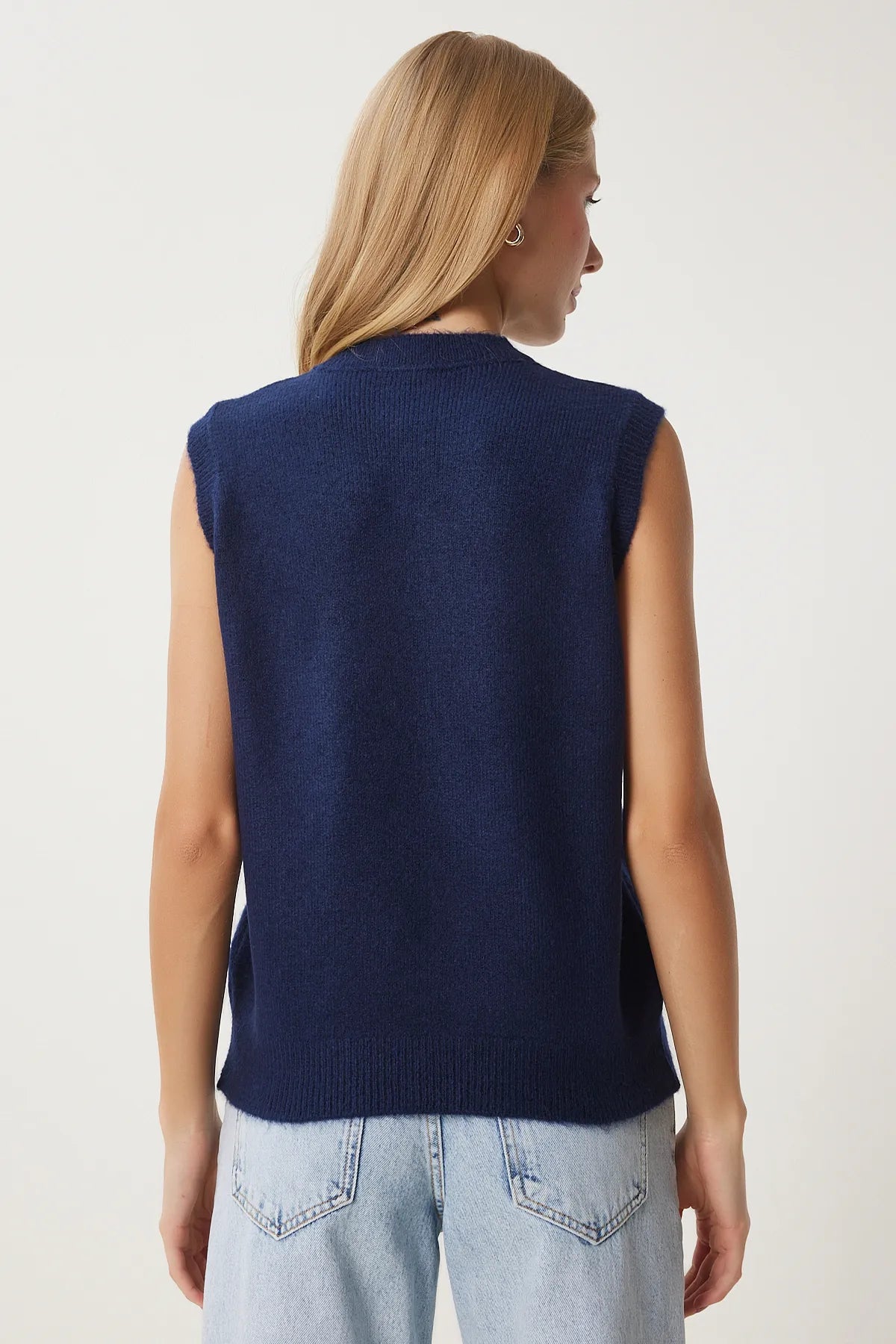 Bow Knit Sweater - NAVY BLUE