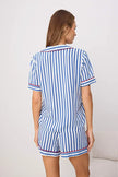 Blue Striped Floral Viscose Woven Pajama Set