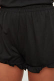Black Ruffle Shorts Knit Pajama Set