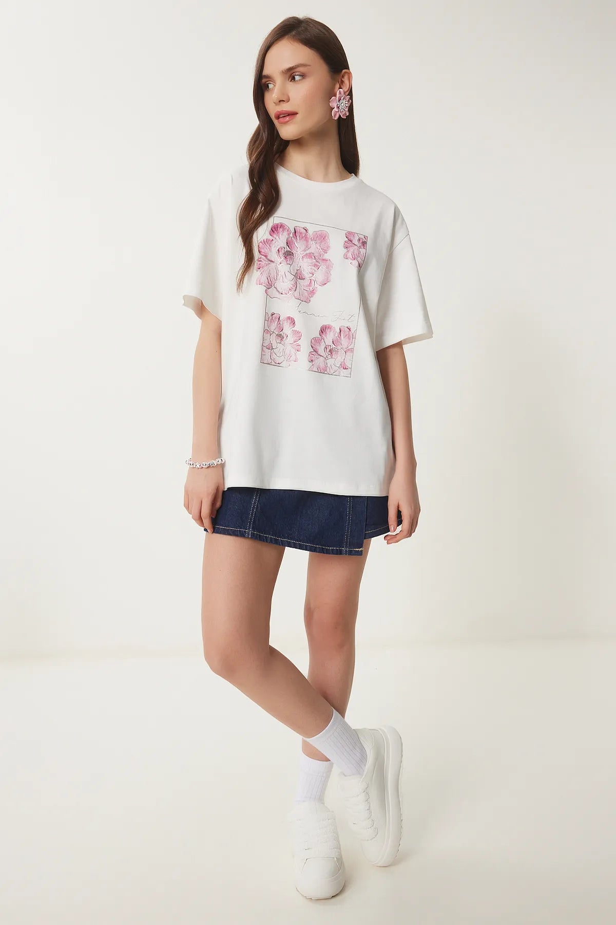 Printed Cotton Oversize Knitted T-shirt