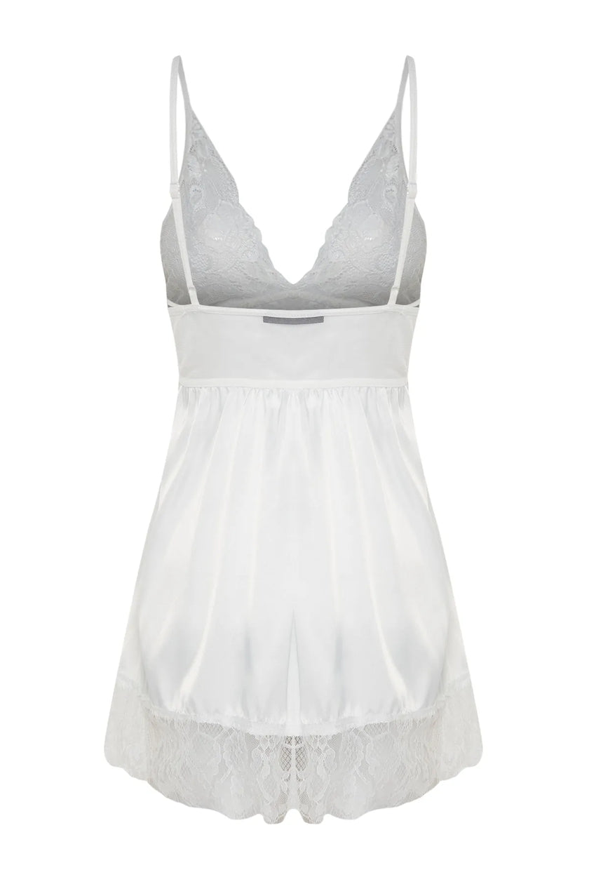 Satin Lace Rope Strap Knitted Babydoll