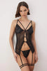 Black Tulle Leg Band Unlined Lingerie Set
