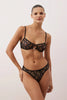Black Lace Unlined Lingerie Set with Accessory Detail