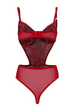 Red Tulle Regular Fit Heart Detail Non-Padded Body