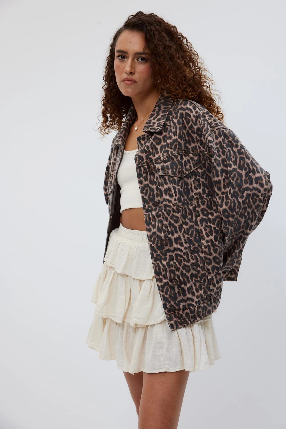 Leopard Patterned Thin Brown Women's Jacket