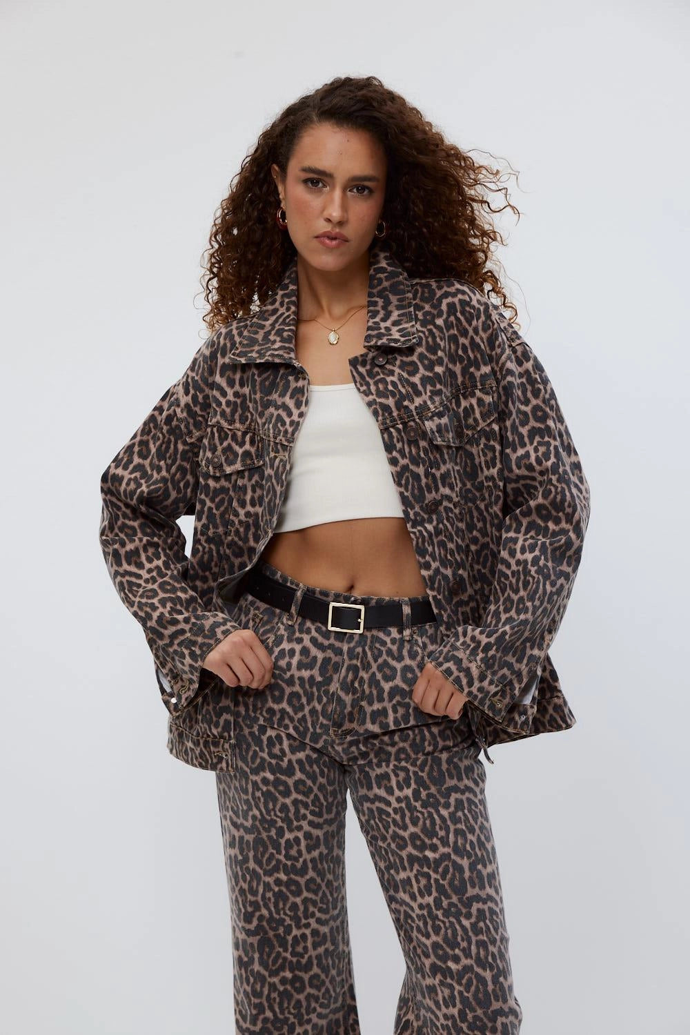 Leopard Patterned Thin Brown Women's Jacket