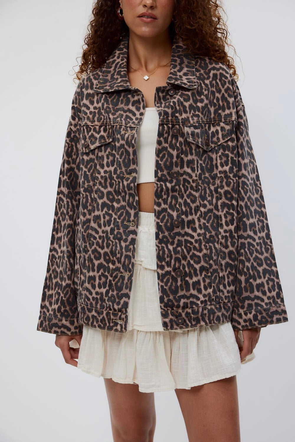 Leopard Patterned Thin Brown Women's Jacket